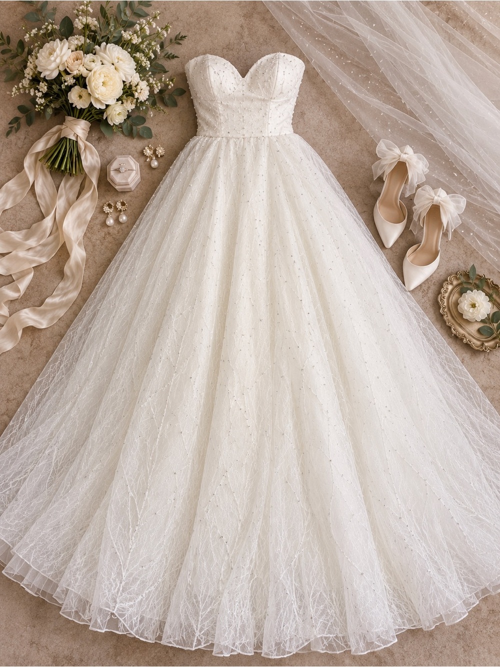 Morilee Lucrezia Ivory Wedding Dress Size 8 Beaded Ball Gown